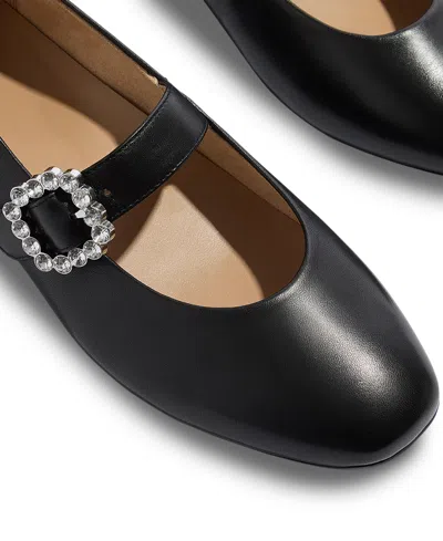 Fitflop Women's Delicato Crystal-buckle Metallic-leather Mary Jane Flats In Black