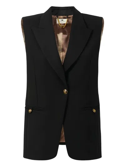 Elisabetta Franchi Peak-lapels Button-up Waistcoat In Black