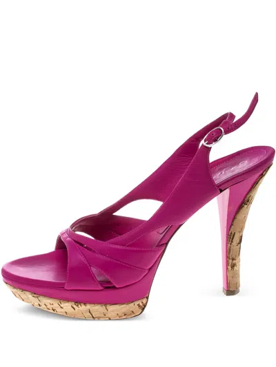 Pre-owned Casadei Vintage  115mm Leather Slingback Sandals In Pink