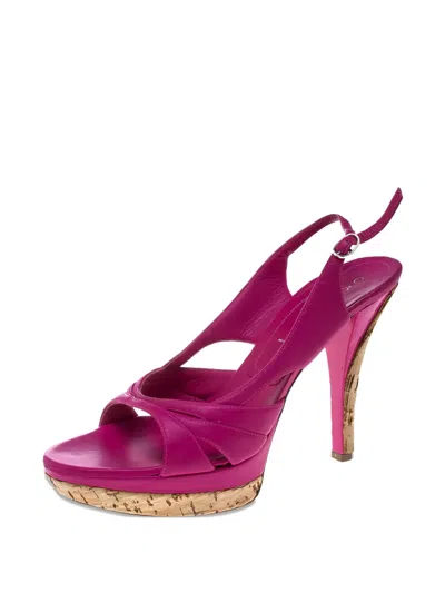 Pre-owned Casadei Vintage  115mm Leather Slingback Sandals In Pink
