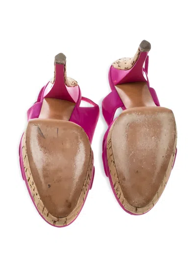 Pre-owned Casadei Vintage  115mm Leather Slingback Sandals In Pink
