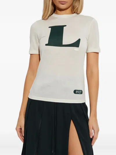 Lacoste Graphic-detail T-shirt In Neutral