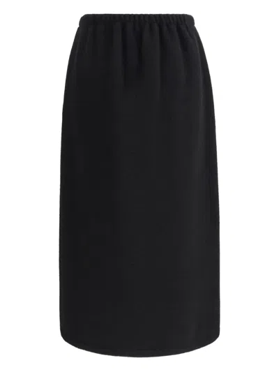 Rier Fleece Wrap Skirt In Pure Wool In Black