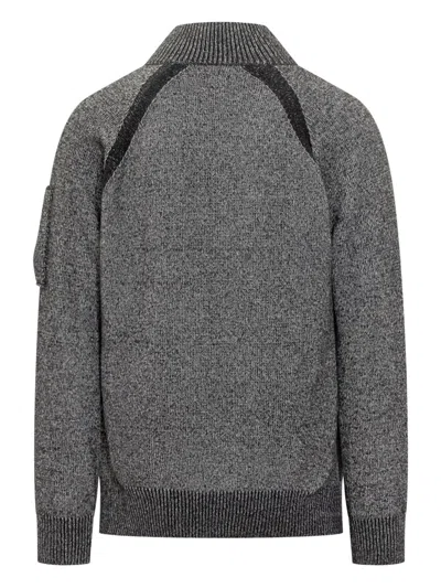 C.p. Company Gray Sweater With Zipper And Lens Pocket In Gray