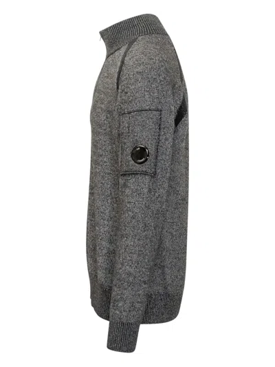 C.p. Company Gray Sweater With Zipper And Lens Pocket In Gray
