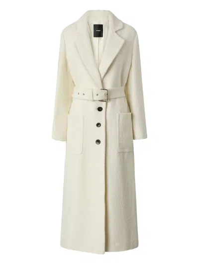 Pinko Single-breasted Coat With Belt In Neutral