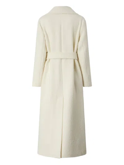 Pinko Single-breasted Coat With Belt In Neutral