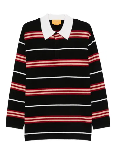 Guest In Residence Black Cashmere Rugby Sweater With Striped Pattern In Black