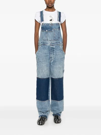 拼贴设计牛仔背带裤