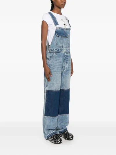 拼贴设计牛仔背带裤