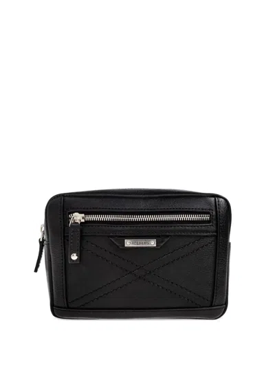 绗缝拉链皮质腰包