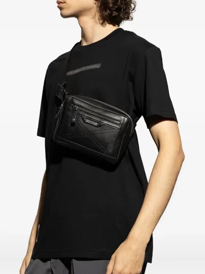 绗缝拉链皮质腰包