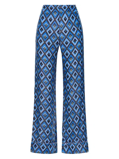 Maliparmi Diamond-pattern Trousers In Blue