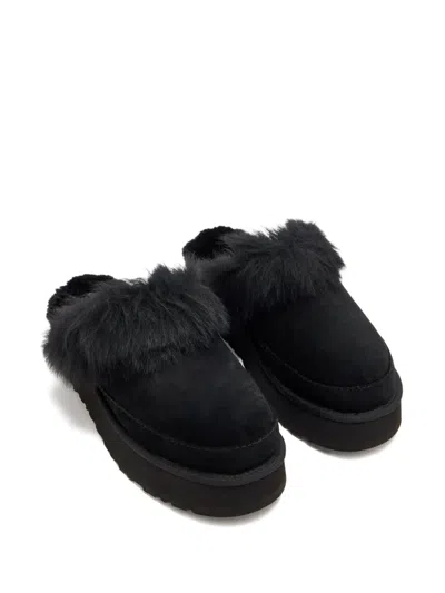 Ugg Disquette Chalet Suede And Sheepskin Slippers In Black