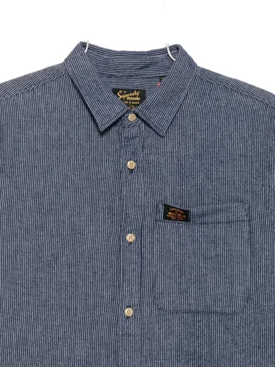 Superdry Pinstripe Chest-pocket Shirt In Blue