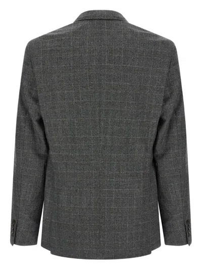Pal Zileri Check Pattern Notch Lapel Blazer In Gray