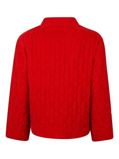 Aspesi Quilted Buttoned Jacket In Red