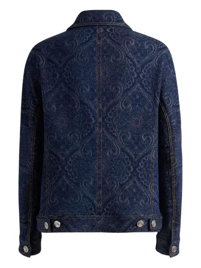 Etro Paisley-pattern Denim Jacket In Blue