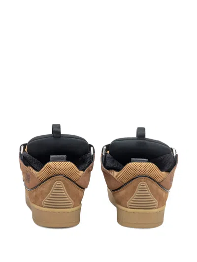 Lanvin Suede Sneakers With Rubber Sole And Pull Tab In Brown