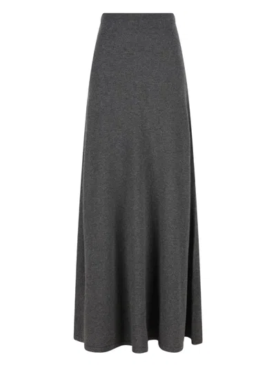 Balenciaga Long Grey Wool Skirt In Gray