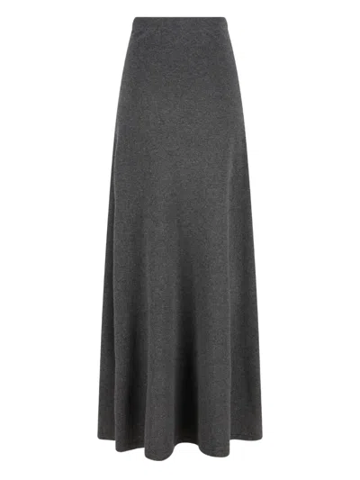 Balenciaga Long Grey Wool Skirt In Gray