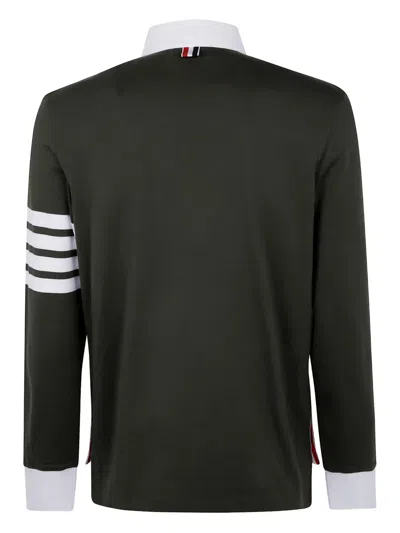 Thom Browne Classic Fit Long Sleeve Rugby In Med Weight Jersey With En In Black