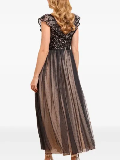 Needle & Thread Adeline Floral-embroidered Tulle Gown In Brown