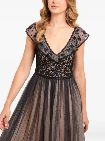 Needle & Thread Adeline Floral-embroidered Tulle Gown In Brown