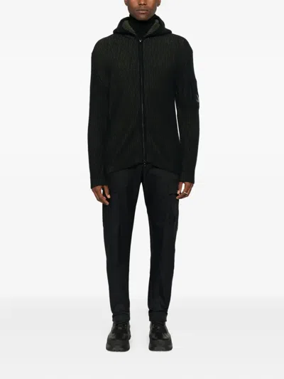 C.p. Company Knitwear Cardigan In Fleece Knit Clothing In Black