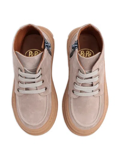 Pèpè Lace-up Suede Boots In Pink