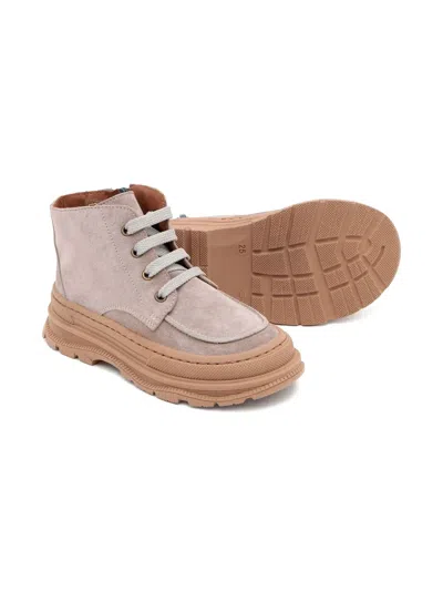 Pèpè Lace-up Suede Boots In Pink