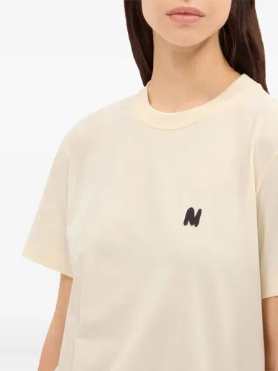 Msgm Logo-print T-shirt In Neutral