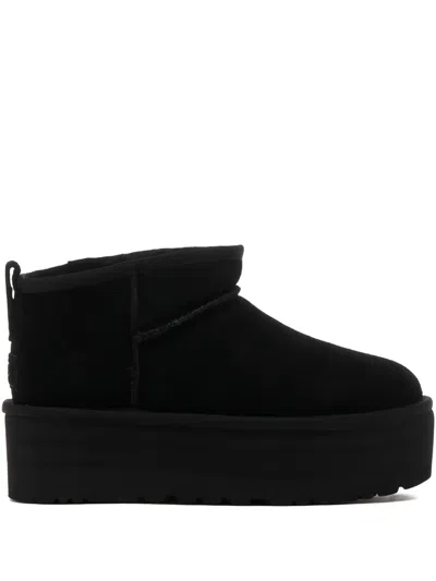 Ugg Ultramini Black Boots With Platform In Suede Woman In Black