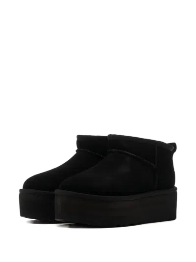 Ugg Ultramini Black Boots With Platform In Suede Woman In Black