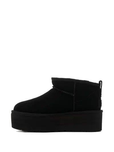 Ugg Ultramini Black Boots With Platform In Suede Woman In Black