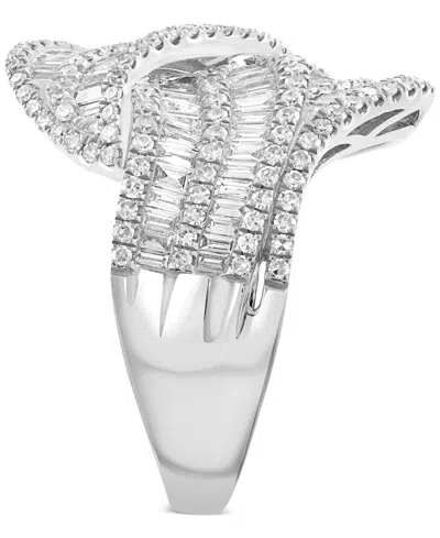 Effy Collection Effy Diamond Round & Baguette Multirow Crossover Statement Ring (1-3/8 Ct. T.w.) In 14k White Gold In Metallic