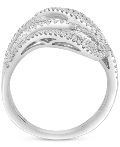 Effy Collection Effy Diamond Round & Baguette Multirow Crossover Statement Ring (1-3/8 Ct. T.w.) In 14k White Gold In Metallic