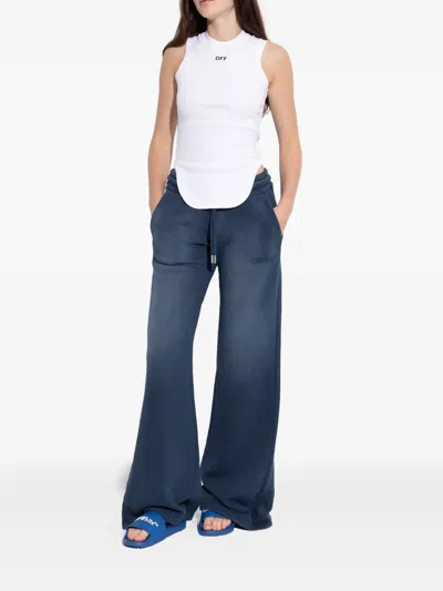 Off-white Logo Embossed Slip-on Slides In Blue