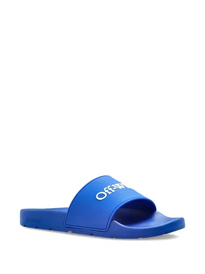 Off-white Logo Embossed Slip-on Slides In Blue