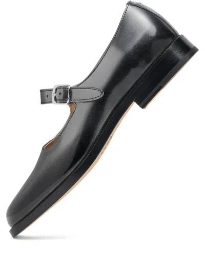 Maison Margiela Tabi Leather Mary Jane Loafers In Black