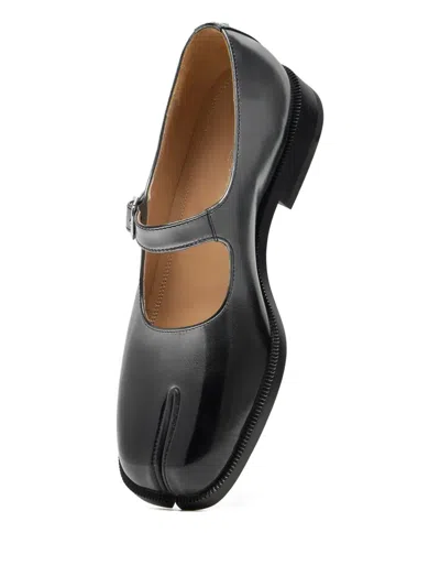 Maison Margiela Tabi Leather Mary Jane Loafers In Black