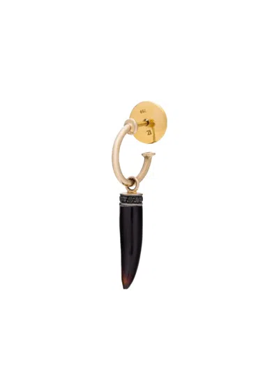 Ara Vartanian 18k Yellow Gold Horn Black-diamond And Quartz Earring In Black