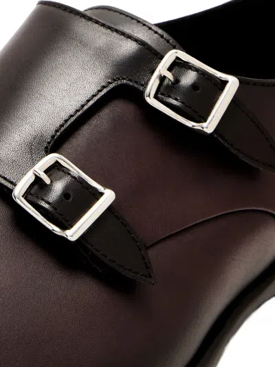 Doucal's Leather Monk Shoes In Brown