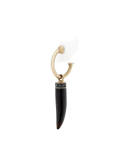 Ara Vartanian 18k Yellow Gold Horn Black-diamond And Quartz Earring In Black