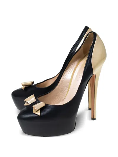 Pre-owned Casadei Vintage 145mm Leather Heeled Pumps In Black