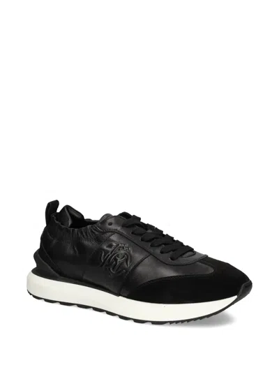 Roberto Cavalli Logo-embossed Panelled Sneakers In Black