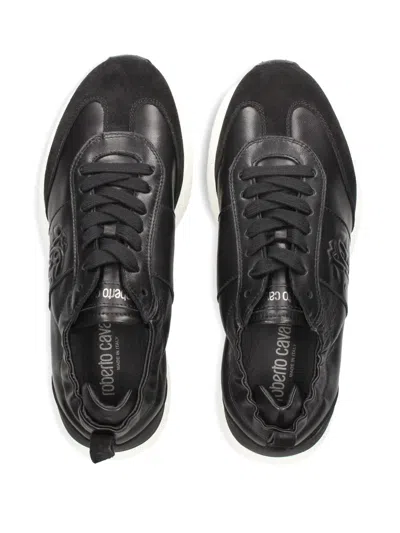 Roberto Cavalli Logo-embossed Panelled Sneakers In Black