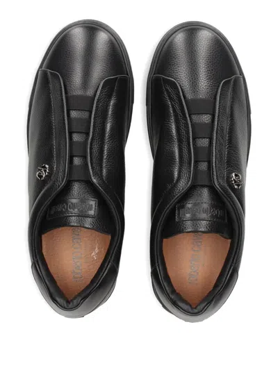 Roberto Cavalli Logo-plaque Sneakers In Black