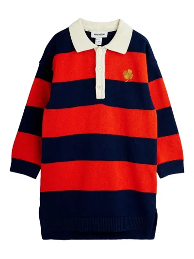 Mini Rodini Striped Clover Appliqué Dress In Multi