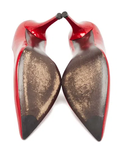 Pre-owned Stuart Weitzman 100mm Pointed-toe Patent-leather Pumps In Red